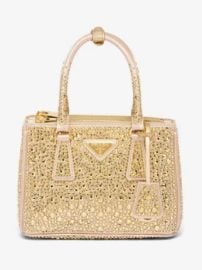 Prada Galleria crystal-embellished Satin Mini Bag | Gold | FARFETCH at Farfetch